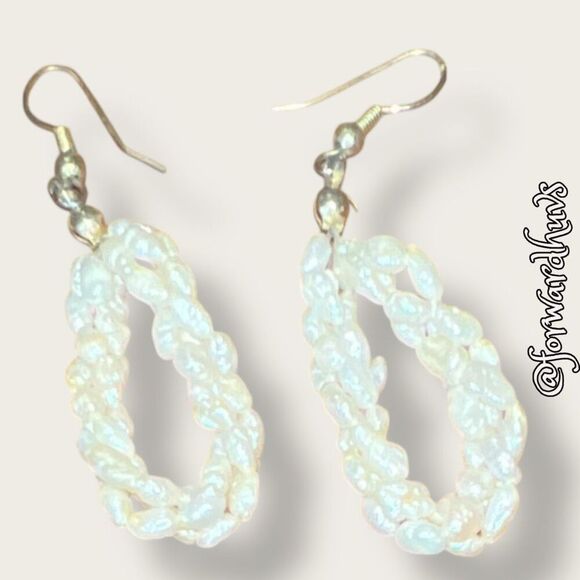 Triple-Strand Twisted Potato Pearl Earrings – Elegant and Distinctive - Picture 3 of 9